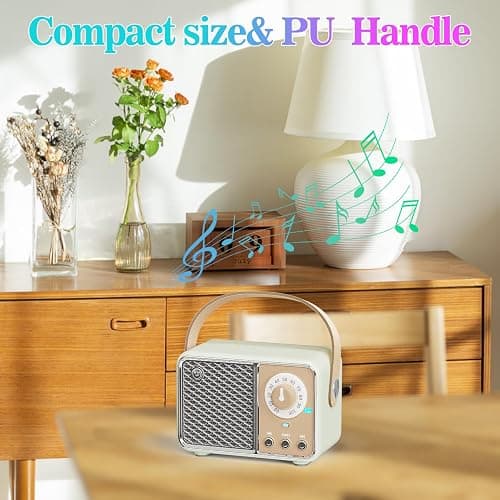 Dosmix Retro Bluetooth Speaker, Vintage Decor, Wireless Bluetooth Speakers, Cute Old Fashion Style for Kitchen Desk Bedroom Office Party Outdoor Kawaii Accessories (Smoke Green) thumbnail 7