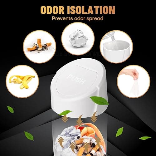 SGLRT Car Trash Can Bin with Lid - Car Garbage Can Cup Holder - White Mini Leakproof Vehicle Trash Garbage Can Bin with 20pcs Trash Bags-Car Organizers and Storage for Front Back Seat Accessories thumbnail 4