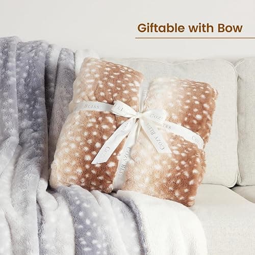 Cozy Bliss Luxury Faux Fur Throw Blanket Animal Striped Print, Non Shedding Double Sided Sherpa Blankets Super Soft Fluffy Thick Warm Throws Home Decor for Couch Bed Sofa Women (Brown, 50x60 Inches) thumbnail 5