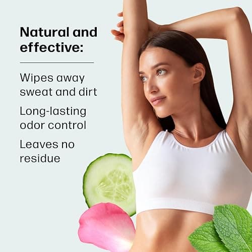 Dew Well Deodorant Wipes - On-the-Go Travel Deodorant - Fresh Mint, Rose & Cucumber Scents Body Wipes for Women - Aluminum, Paraben & Sulfate Free Mini Toiletries - 50 Count, Mint/Rose/Cucumber thumbnail 4