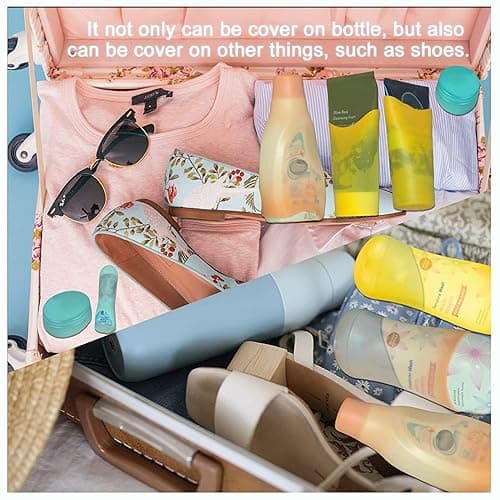TRANOMOS 8 Pack Silicone Bottle Covers, Travel Essentials for Women Men, Travel Size Toiletries, Cruise Ship Essentials, Accessories Luggage, Travel Must Haves, Elastic Sleeves for Leak Proofing - 8PCS thumbnail 2