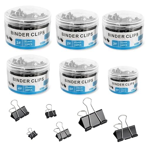 208 PCS Binder Clips Paper Clamps Assorted Sizes, Metal Paper Binder Clip, Black Binding Paperwork Clamp Bulk, School Teachers Office Supplies - Assorted Sizes × 208 PCS thumbnail 8