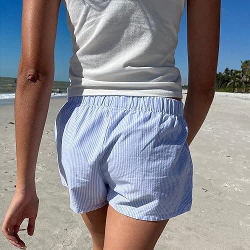Y2k Plaid Shorts Cute Baggy Ginghem Boxer Shorts for Women Checked Lounge Pajama Bottom Preppy Sleep Pj Shorts thumbnail 4