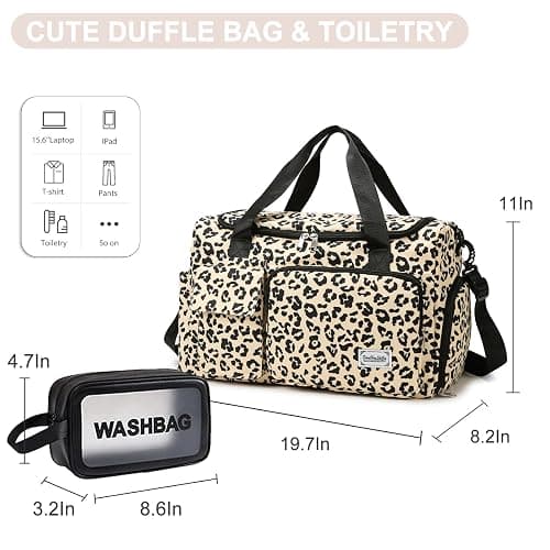 Small Gym Bag for Women, Travel Duffle Bag Carry On Weekender Bag with Shoe Compartment thumbnail 2