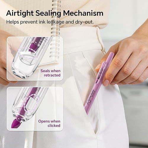 WRITECH Gel Pens Journaling Highlighters: 0.5 &0.7mm Purple Journal Set 7ct | Black & Multicolor Pen Highlighter No Bleed Smooth Writing for Drawing Journaling Teachers Nurses Office Gift thumbnail 6