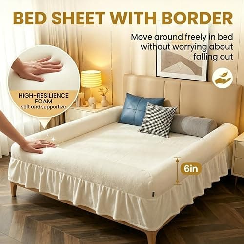 Bed Sheet with Border – The World’s First Bordered Bed Sheet, Padded Zippered Edges for Cozy, Secure Sleep, Breathable, Machine Washable, Easy Setup (Chenille Bed Sheet, Queen: 80"x60") thumbnail 6