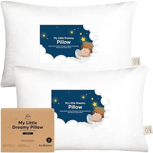 KeaBabies 2pk Toddler Pillows 2 Year Old to 5,13x18 Kids Pillow(Soft White) | Soft Organic Cotton Kids Pillow for Sleeping, Travel, School, Daycare, Nap, Toddler Bed, Machine Washable, Without Pillowcase - Image 1