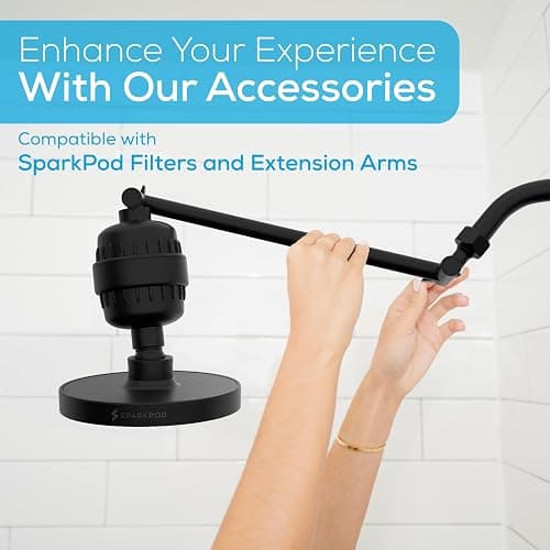 SparkPod Shower Head - High Pressure Rain - Premium Quality Luxury Design - Easy Clean Adjustable Replacement for Your Bathroom Shower Heads (Midnight Black Matte, 6 Inch Round) thumbnail 8