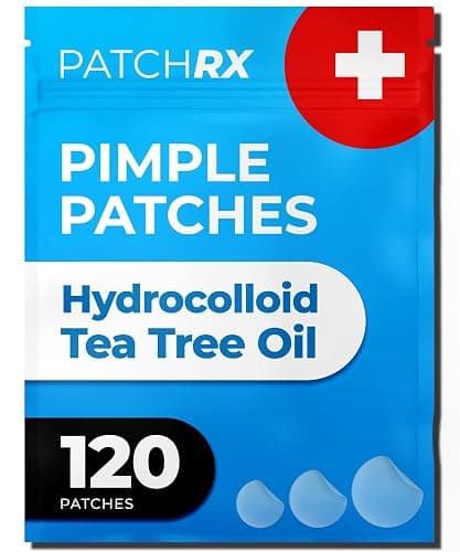 PatchRx Pimple Patches for Face (120 Patches), Hydrocolloid Acne Patches with Tea Tree Oil, Pimple Patch Pimple Stickers - Hydrocolloid Patch Acne Dots - Acne Pimple Patches For Face - Zit Patches - Image 1