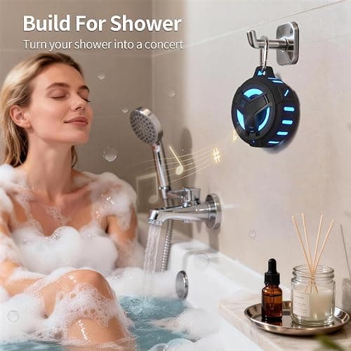 EBODA Bluetooth Shower Waterproof Speaker Portable Gifts for Kayak Teens | IP67 Small Mini Speakers with LED Light, Floating, 2000mAh, True Wireless Stereo for Hiking, Beach, Stuff for Boys Men-Black thumbnail 3