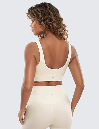 CRZ YOGA Butterluxe U Back Longline Sports Bras for Women - Scoop Neck Padded Yoga Workout Crop Top with Built in Pads thumbnail 2
