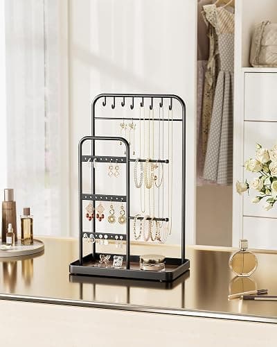 pickpiff Jewelry Holder Stand: Jewelry Display for Necklace, Bracelet, Earring, Ring, Black thumbnail 2