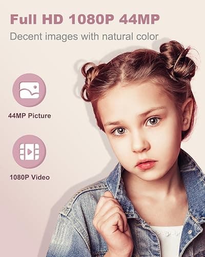 CAMKORY Digital Camera 1080P 44MP FHD Compact Digital Camera 16X Digital Zoom Anti-shake Vlogging Camera for Students Seniors Beginner Pink thumbnail 2