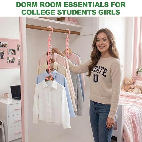 8-Pack-Closet-Organizers-and-Storage,Sturdy Organization-and-Storage-Hangers-Space-Saving for Wardrobe,Dorm-Room-Essentials for College Students Girls Smart Clothes Hanger Apartment Essentials thumbnail 2