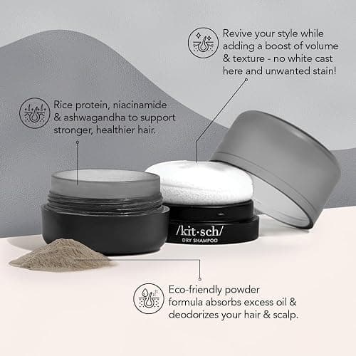 Kitsch Dry Shampoo Powder for Women & Men Dry Shampoo for Dark Hair w/Rice Protein - Unscented, Volumizing, No White Cast, Non Toxic, Non Aerosol, Organic, Travel Size | Ideal Gifts for Women - 8g thumbnail 2