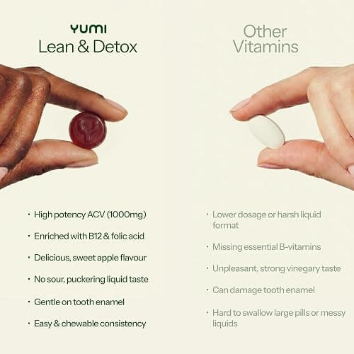 Lean and Detox Apple Cider Vinegar Gummies with Vitamin B12 & Folic Acid for Metabolism, Energy & Digestion Support, Daily Wellness Formula, Apple Flavour, 60 Vegan Gummies thumbnail 6