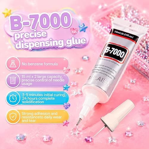 Anbrie Bedazzling kit 38000Pcs Resin Jelly 40 Non-Repeating Colors 3mm Gems | Includes 2pcs 15ml B-7000 glues, 10 crafting tools, flatback gems for DIY crafts, nail decoration, handmade gifts,Blind Box thumbnail 5