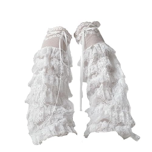 GRACEART Women's Lolita Bow Lace-trimmed Leg Warmers Lovely Princess Mesh Long Stacked Socks Leg Covers - Image 1