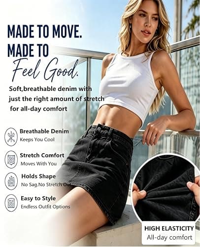Zsouton Women Denim Skirt Casual Mini Jean Skirt Low Waist Y2K Stretch Cute Jean Skirt with Pockets Zip Fly Denim Mini Skirt thumbnail 3