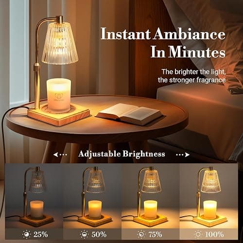Marycele Candle Warmer Lamp with Timer Dimmer, Christmas Birthday Gifts for Mom Women Sister Her, House Warming Gifts, Thanksgiving Decorations for Office Room Home Decor, Clear Adjustable Wax Warmer thumbnail 6