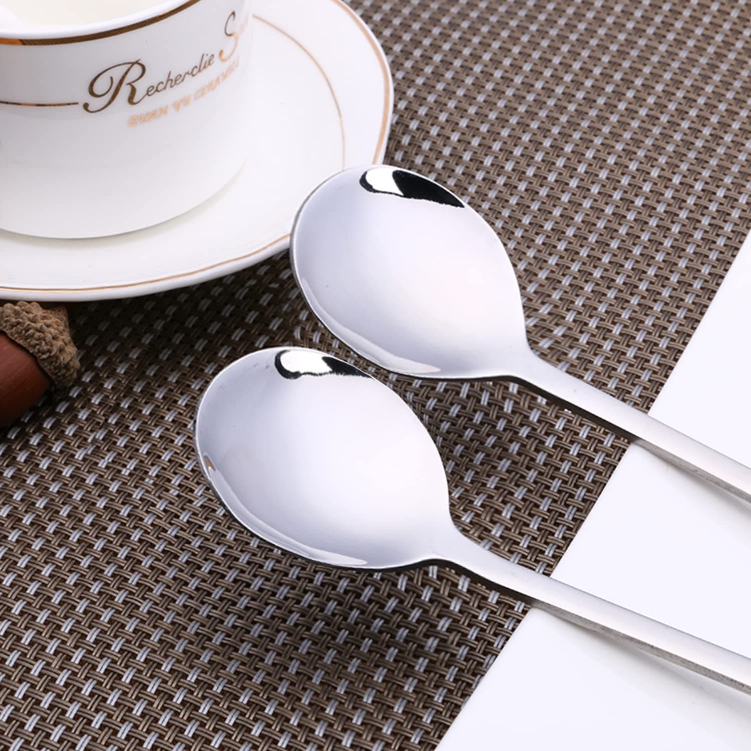 Spoons, 8 Pieces Stainless Steel Korean Spoons,8.5 Inch Soup Spoons,Long Handle Dinner Spoons,Rice Spoon,Table Spoon for Home, Kitchen or Restaurant thumbnail 4