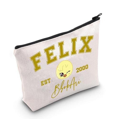 WCGXKO Korean Gift Music Group Merch Group Boys Makeup Bag Music Lover Gift (2000BbokAri), beige - Image 1