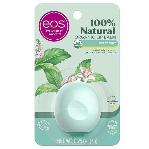 eos 100% Natural & Organic Lip Balm - Sweet Mint, All-Day Moisture, Dermatologist Recommended for Sensitive Skin Care, Lip Care Products, 0.25 oz - Image 1