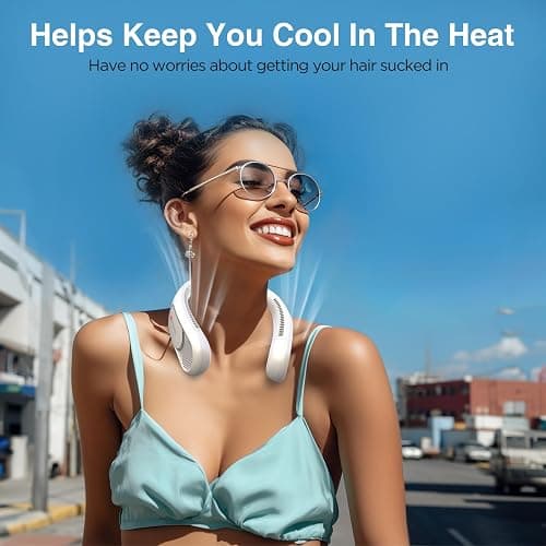 Hotsales Neck Fan, Hands Free Bladeless Neck Fans Portable Rechargeable, 6000 mAh Battery Operated Wearable Personal Fan, Cooling Neck Fan, 3 Speeds, USB Fan Gifts for Men, Women, Travel, Outdoor thumbnail 3