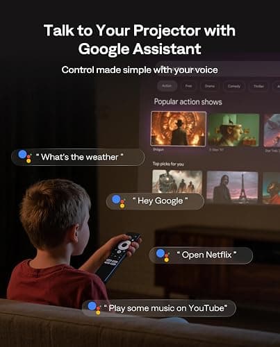 Aurzen BOOM Air Google TV Portable Projector with WiFi and Bluetooth, USB-C Powered, Smart Projector for Outdoor & Home Movie, 4K Supported, Real-Time Focus, Dolby Audio, Adjustable Stand, Off-White thumbnail 3