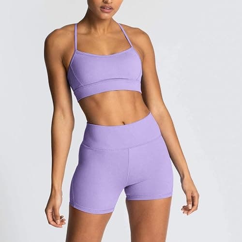 IMEKIS Women's Workout Sets 2 Piece Yoga Outfit High Waisted Biker Shorts Leggings Sports Bra Gym Fitness Clothes Tracksuit thumbnail 2