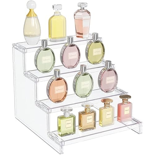 Lifewit 4 Tier Clear Display Riser Stand, Tool-free Assembly, Plastic Organizers for Figures, Cupcake, Perfume, Dessert, Desktop Display Stand for Organize and Decoration, 9 Inch, 1-Pack - 9inch,1 pack