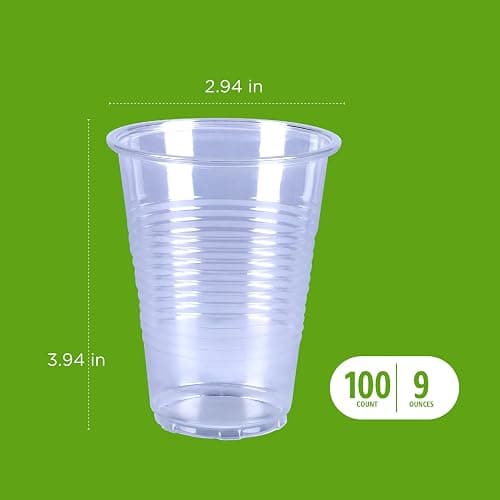 Amazon Basics Small Disposable Clear Plastic Cups, 9oz, 100 Count thumbnail 4