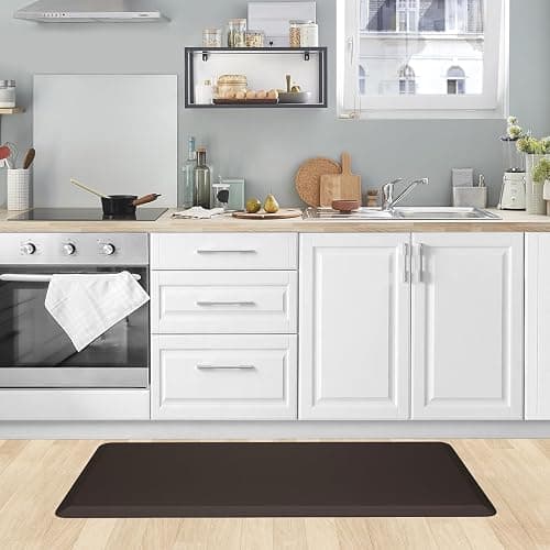 KitchenClouds Kitchen Mat Cushioned Anti Fatigue Kitchen Rug 17.3"x39" Water Resistant Non Slip Kitchen Rugs and Mats Standing Desk Mat Comfort Floor Mats for Kitchen House Sink Office (Chocolate) thumbnail 2