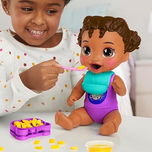 Baby Alive Dinnertime Creations, Black Hair Doll with Play Food Accessories, 11 inches, Toys for 3+ Year Old Girls and Boys thumbnail 2