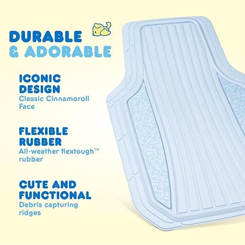 Cinnamoroll Car Mats 4pc Floor Mats for Cars Trucks SUVs Blue Car Floor Mats for Women Men Accessories Rubber Heavy Duty Cute Non-Slip Always Front Rear Hello Kitty Cute Car Accessories Blue thumbnail 2