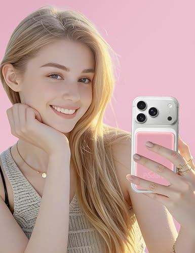 podoru for Magsafe Battery Pack, 10000mAh Magnetic Power Bank Built-in Double USB C Cables 20W PD Fast Charging LED Display Wireless Portable Charger for iPhone 17/16/15/14/13/12 Series-Pink thumbnail 7