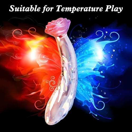 Anal Dildo Glass Rose Sex Toy - Butt Plug Rainbow Monster Dildo for Beginner, 7.2 inch Small Glass Dildo as a Clitoral G Spot & Anal Plug Sex Toys for Men Women & Couples Sexual Pleasure thumbnail 7