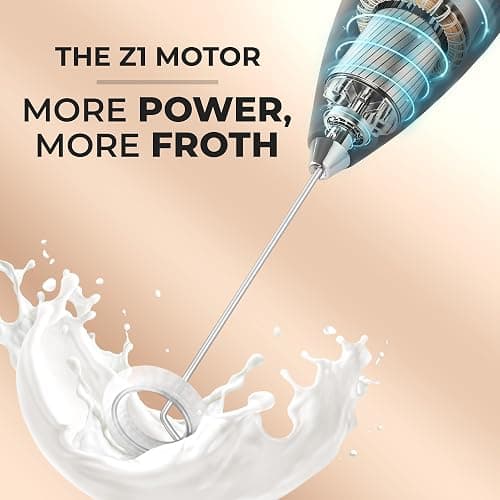 Zulay Kitchen Powerful Milk Frother Wand With Duracell Batteries - Ultra Fast Handheld Drink Mixer - Electric Whisk Foam Maker for Coffee, Lattes, Cappuccino & Matcha - Z1 Motor - Black thumbnail 4
