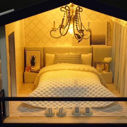 GuDoQi DIY Miniature Dollhouse Kit, Tiny House kit with Music, Miniature House Kit 1:24 Scale, Great Gift for Birthday Easter Day, Time Apartment - Time Apartment thumbnail 4