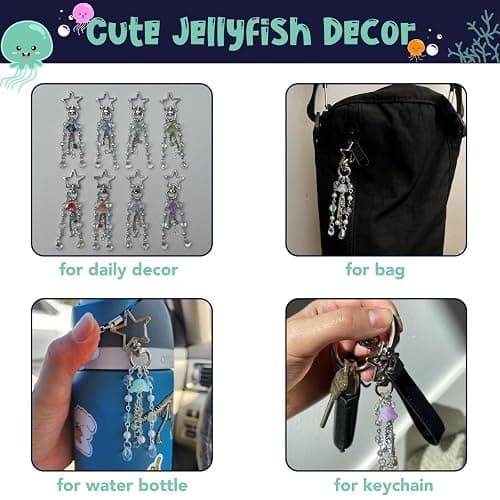 Agromusk Jellyfish Keychain,Cute Y2K Car Keychains for Women Girls Jellyfish Bag Charms Purse Accessories Star Jelly Decor thumbnail 3