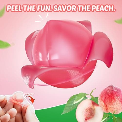 AMOS Peelerz Gummy Peach Candy, Peelable Fruit-Shaped Candy, 8.47oz Box with 10 Individual Packs – Fun Peeling Gummy Snack Made with Real Juice thumbnail 3