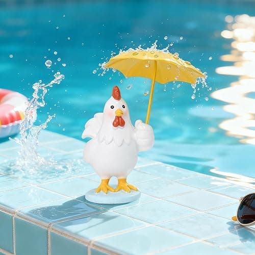 CYjorkbgg Funny Chicken Resin Statue - Cute Baby Chicken with Yellow Umbrella Statue for Fairy Garden Decor Spring Chick Figurine for Outdoor Planter Yard Patio Lawn Indoor Table Decor for Home Gifts thumbnail 7