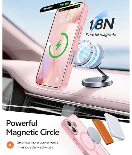 FNTCASE for iPhone 16 Case: [Compatible with Magsafe] Translucent Matte Cases with [Full Camera Protection] [Screen Protector] Military Grade Shockproof Protective Phone Cover - Light Pink thumbnail 3