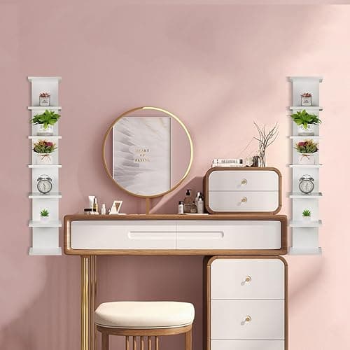 2 Pack 7 Tier Wall Shelf Unit - 43" Lack Floating Shelf, Compact Display Floating Shelf, Vertical Column Wall Decor Mount Floating Storage Organizer Tall Tower Shelf for Bedrooms, Living Rooms thumbnail 2