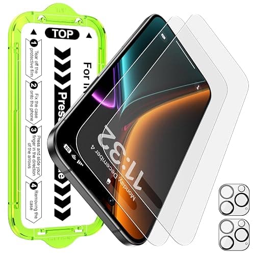 Esanik [2+2 Pack for iPhone 16 Pro Matte Glass Screen Protector [Auto-alignment] Anti-Glare & Anti-Fingerprint,Anti-Reflection,Bubble Free, Smooth as Silk, 9H Glass Screen Cover - Image 1