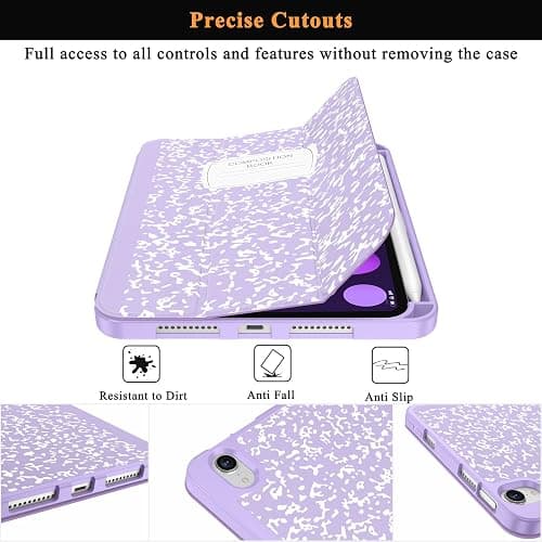 Soke Case for iPad mini 7(A17 Pro) 2024/iPad Mini 6 2021 8.3 inch with Pencil Holder-[Pencil Charging + Auto Wake/Sleep], Soft TPU Back Cover for iPad mini 7th/6th Generation(Book Lilac) thumbnail 6