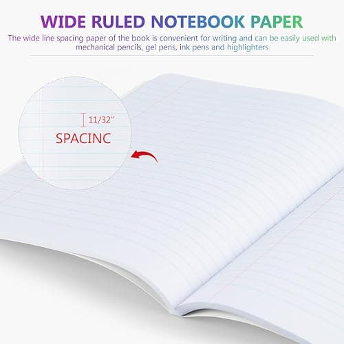 Yeplan Composition Notebooks 4 pack, Wide Ruled Notebook Paper, 9 3/4" x 7 1/2", 80 Sheets/160 Pages, Aesthetic Marble Composition Notebook for School & Office Supplies (4, Pastel Marble Colors) thumbnail 4