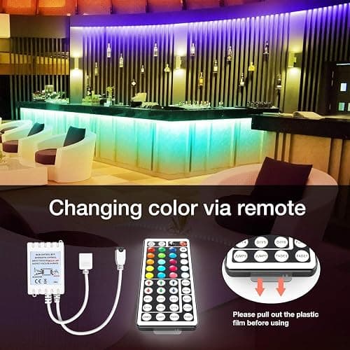 DAYBETTER (2rd Gen) SMD 5050 Remote Control Led Strip Lights 50ft Color Changing with 44Keys Remote Controller and 12V Power Supply for Bedroom thumbnail 3