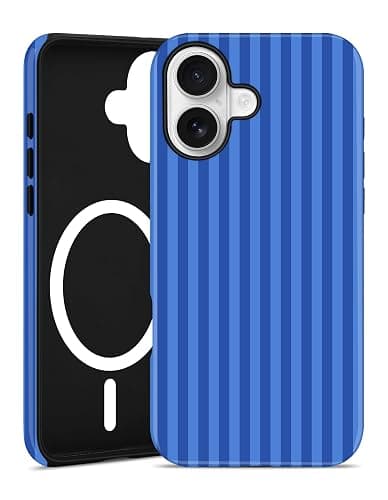 Aitipy Compatible with MagSafe Striped Phone Case for iPhone 16e/17e, Cute Magnetic Navy Blue Aesthetic Stripes Soft TPU and Hard PC Shockproof Protective Phone Cover for Women Girls - Image 1