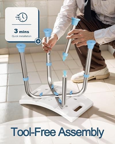 HOMLAND Shower Chair for Inside Shower, 400 lbs Adjustable Shower Stool with Suction Feet, Shower Seat for Inside Tub Bathroom Bench Bath Chair for Elderly and Disabled - Light Blue thumbnail 6